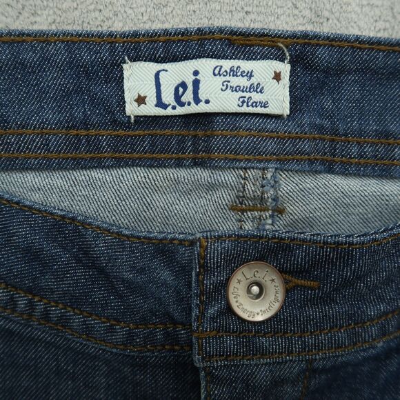 L.e.i. Jeans Junior's Size 13L Blue Mid-Rise Ashley Trouble Flare 31.5" Inseam - Picture 11 of 16